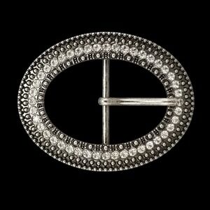 Oval Rhinestone Women‎ Center Bar Belt Buckle Embellished Fashion Accessory